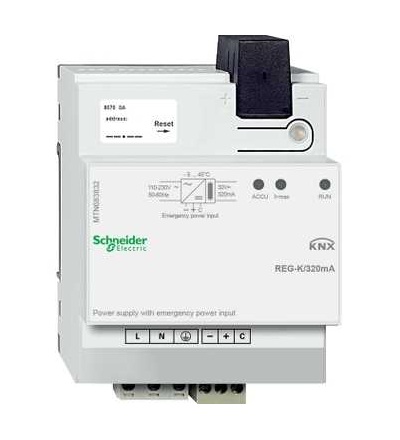 MTN683832 KNX napájecí zdroj REG-K/320mA se vstupem pro záložní napájení, Schneider Electric