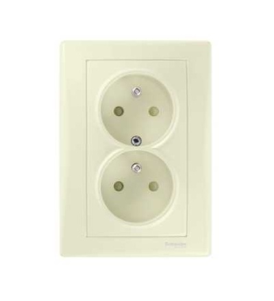 SDN2800547 Zásuvka dvojnásobná 2x(2P+PE) s dětskými clonkami, beige, Schneider Electric