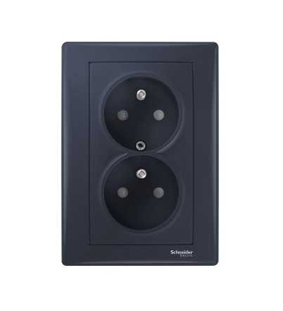 SDN2800570 Zásuvka dvojnásobná 2x(2P+PE) s dětskými clonkami, graphite, Schneider Electric