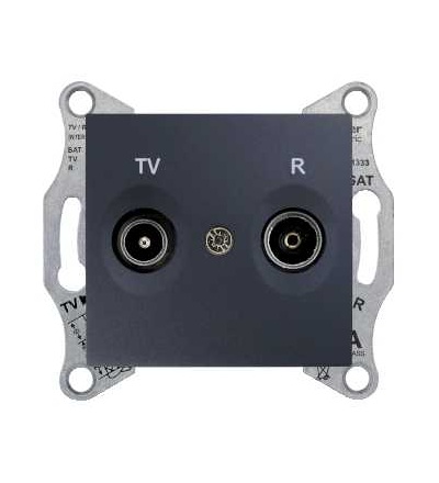 SDN3301670 Sedna, TV/R ending outlet, 1dB without frame graphite, Schneider Electric
