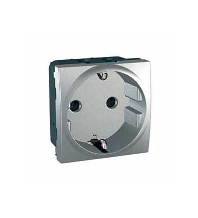 MGU3.037.30 Unica Top/Class, zásuvka 230V/16A, 2p+PE, krytky, DE, 2mod., aluminium, Schneider Electric