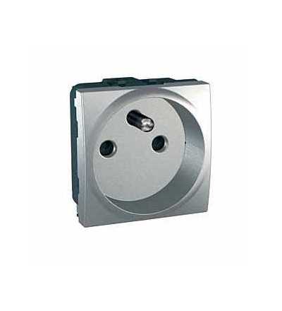 MGU3.039.30 Unica Top/Class, zásuvka 230V/16A, 2p+PE, krytky, FR, 2mod., aluminium, Schneider Electric