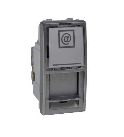 MGU3.414.30 Unica Top/Class, 1 RJ45 socket (S-One), 1m, Cat.6, UTP, alu., Schneider Electric