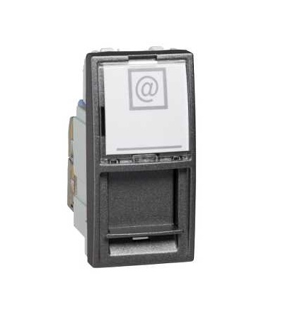MGU3.446.12 Unica Top/Class, 1 RJ45 socket (S-One), 1m, Cat.6A, S/FTP -graph, Schneider Electric