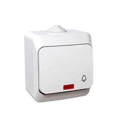 WDE000515 Cedar Plus, ovládač tlačítkový-16A-orientační kontrolka-symbol zvonek-bílá, Schneider Electric