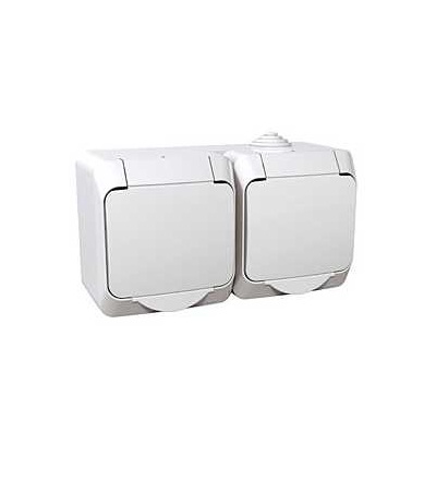 WDE000523 Cedar Plus, zásuvka dvojnásobná 230V 16A 2p+SE (VDE), krytky, bílá, Schneider Electric