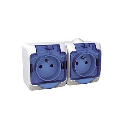 WDE000524 Cedar Plus, zásuvka dvojnásobná 230V 16A 2p+PE, krytky, čirý kryt, bílá, Schneider Electric