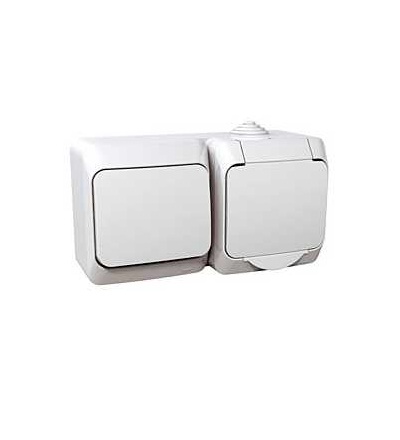 WDE000500 Cedar Plus, zásuvka VDE 230V 16A a spínač jednopólový ř.1, bílá, Schneider Electric