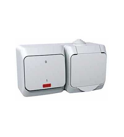 WDE000503 Cedar Plus-zás. VDE 230V 16A a spínač dvoupólový se signal.kontrol. ř.2Ss-bílá, Schneider Electric