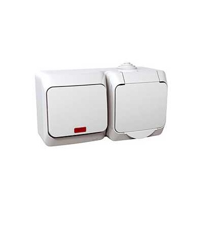 WDE000505 Cedar Plus, zásuvka VDE 230V 16A a přepínač střídavý-orientační kontrolka-bílá, Schneider Electric