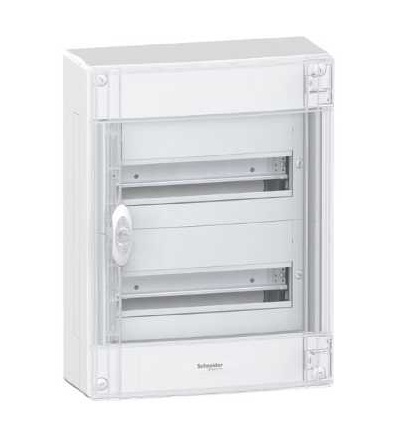 PRA29213 Pragma rozvodnice pro povrch. montáž, IP30, 2x13mod., průhledné dveře, Schneider Electric