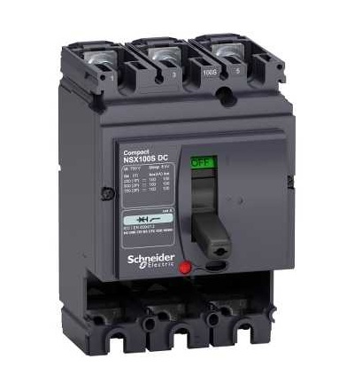 LV438018 Jistič Compact NSX100S DC, 100A, 3p, pevný, bez jednotky spouští, Schneider Electric