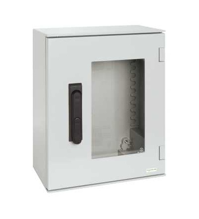 NSYPLM43TVG Wall-mounting encl. polyester monobloc IP66 430x330x200mm 3p.lock glazed door, Schneider Electric