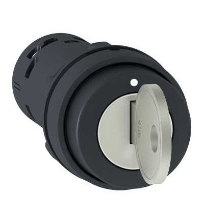 XB7NG21 Key selector switch, ? 22, keylock, 2 positions, 1 NO, Ronis 455 left hand, Schneider Electric
