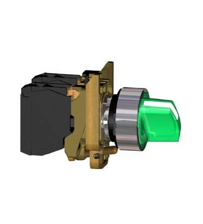 XB4BK133B5 Zelená kompletní prosvětlený otočný ovládač ? 22 3-polohy pevné 1Z+1V 24V, Schneider Electric