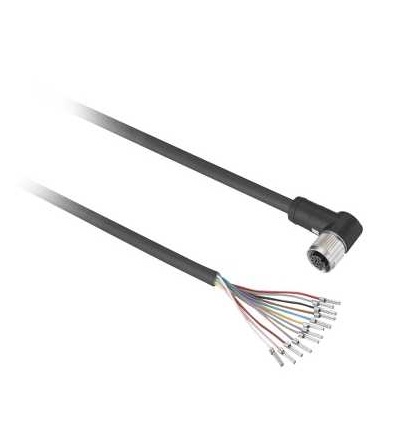 XZCPB45P14L10 Kabel s konektorem XZ, samice zahnutá, M12, 12 pin, kabel PUR 10m, Schneider Electric