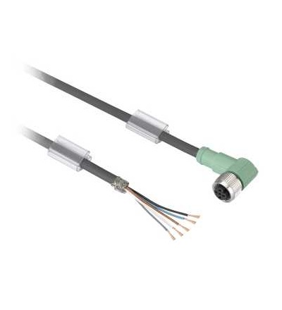 XZCPB12P15L5 Kabel s konektorem XZ, RS422, samice zahnutá, M12, 5 pin, kabel PUR 5m, Schneider Electric