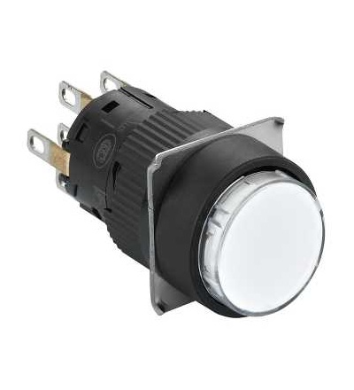 XB6EAA12P Ovl. stiskací kruhový bílý ? 16, lícující s návratem, 2OC, Schneider Electric