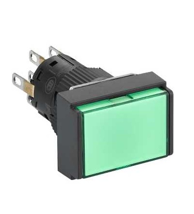 XB6EDF3B2P Rectangular green illuminated pushbutton ? 16-flush push to release-24 V-2CO, Schneider Electric