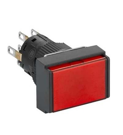 XB6EDW4B2P Rectangular red illuminated pushbutton ? 16-flush spring return-24 V-2CO, Schneider Electric