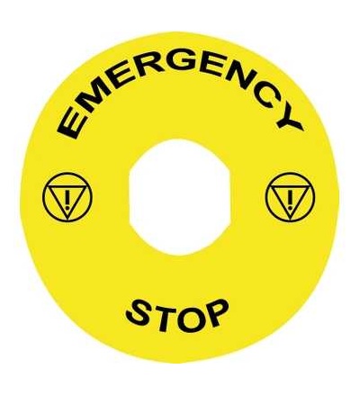 ZBY9330 štít. s popisem ? 60 pro nouz. zastav.-EMERGENCY STOP/logo ISO13850, Schneider Electric