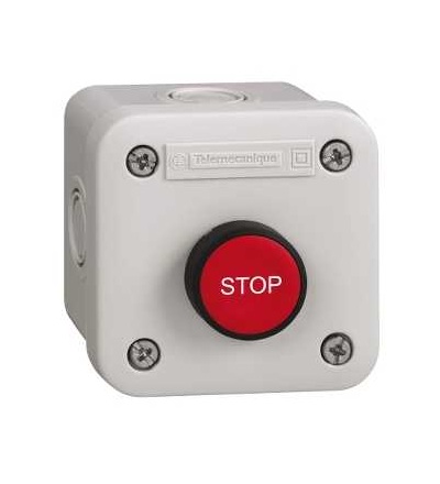 XALE1142 Ovl. skříň XAL-E, 1 zapuš. tlač., s návratem, červená, 1V, STOP, Schneider Electric