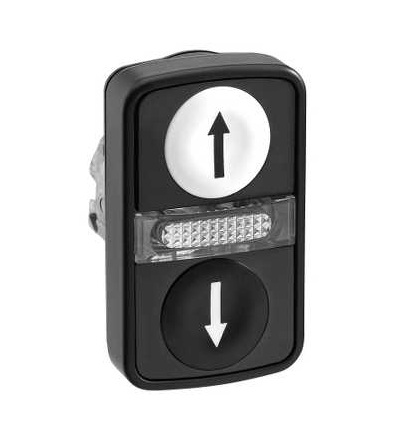 ZB4BW7A17247 Bílá zapuš./černá zapuš. ovl. hlavice dvoutlač. se signálkou ? 22 s popisem, Schneider Electric