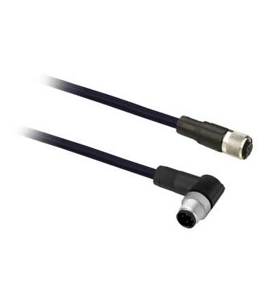 XZCRV5111V3C2 Propojovací kabel XZ-samec s kolenem M12 4-pin-samice přímý M12 4-pin-PVC 2m, Schneider Electric