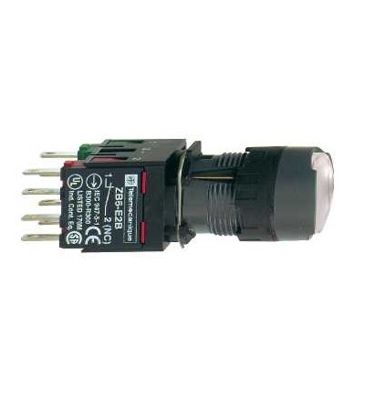 XB6AF1B5B Bílá ovládač stiskací prosvětlený lícující ? 16 s aretací 1Z+1V 12...24V, Schneider Electric