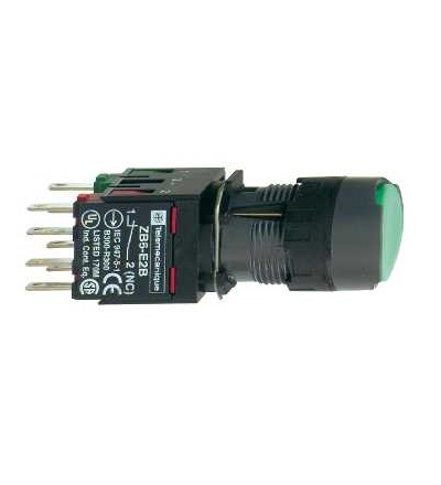 XB6AF3B5B Zelená ovládač stiskací prosvětlený lícující ? 16 s aretací 1Z+1V 12...24V, Schneider Electric