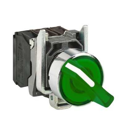 XB4BK123B5 Zelená kompletní prosvětlený otočný ovládač ? 22 2-polohy pevné 1Z+1V 24V, Schneider Electric