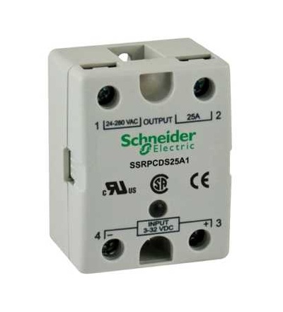 SSRPCDS25A1 Polovodičové relé-montáž na panel-tlačítek 3-32 V DC-výstup 24-280 V AC-25A, Schneider Electric