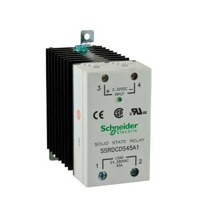 SSRDF8S45A1 Polovodičové relé-montáž na lištu-tlačítek 90-280 V AC-výstup 24-280 V AC-45A, Schneider Electric