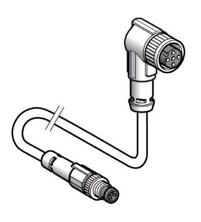 XZCR2712037T2 Propojovací kabel XZ-samec přímý M8 3-pin-samice s kolenem M12 5-pin-PUR 2m, Schneider Electric