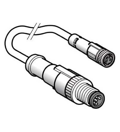 XZCR1509040H2 Propojovací kabel XZ, samec přímý M12 3-pin, samice přímý M8 3-pin, PUR 2m, Schneider Electric