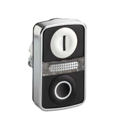ZB4BW7A1721 Bílá zapuš./černá zapuš. ovl. hlavice dvoutlač. se signálkou ? 22 s popisem, Schneider Electric