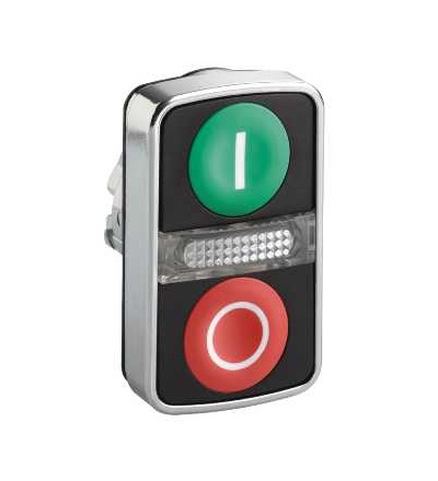 ZB4BW7A3741 Zelená lícující/červená lícující ovl.hlavice dvoutlač.se signálkou ? 22 s popisem, Schneider Electric