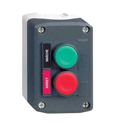 XALD211 Tmavě šedá skříňka, zelená zapuš./červená zapuš. tlačítka ? 22 s návratem, Schneider Electric