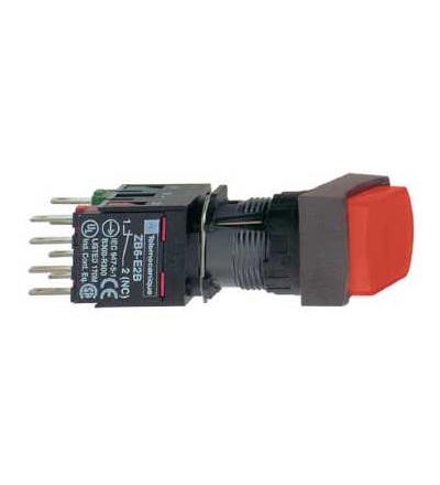 XB6DL42B Red rectangular projecting complete pushbutton ? 16 spring return 1NC unmarked, Schneider Electric