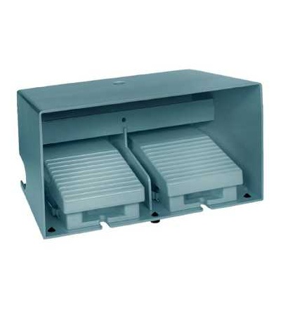 XPEM3100D Dvojitý nožní spínač, IP66, s krytem, kov, modrá, 2V+2Z, Schneider Electric