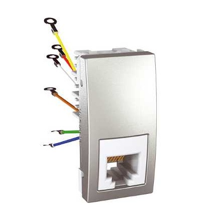 MGU3.491.30 Zásuvka telefonní RJ12, 6 kontaktů, 1 modul, alu, Schneider Electric