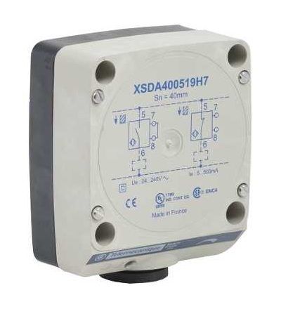 XSDA400519H7 Indukční čidlo XSD 80x80x40, plast, Sn40mm, 24..240VAC, svorky, Schneider Electric