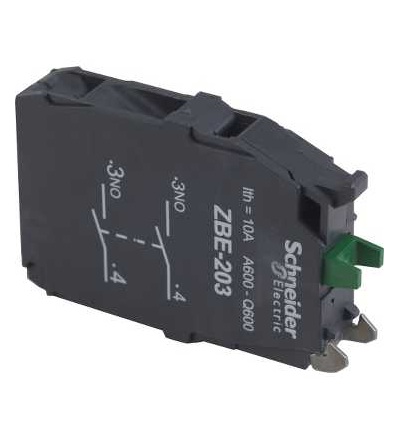 ZBE203 Dvojitý kontaktní blok pro hlavu ? 22 2Z šroubová svorka, Schneider Electric