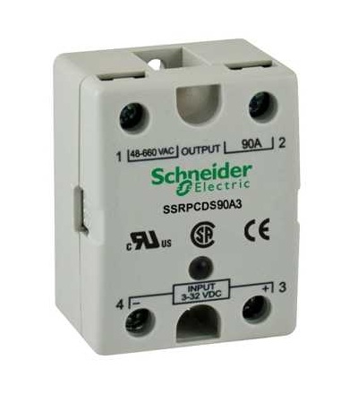 SSRPCDS90A3 Polovodičové relé-montáž na panel-tlačítek 3-32 V DC-výstup 48-660 V AC-90A, Schneider Electric