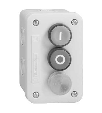 XALE33V2M Ovl.skříň XAL-E se zel.tlač.1Z+červené tl.1V+čer.sig.LED 230..240V, Schneider Electric
