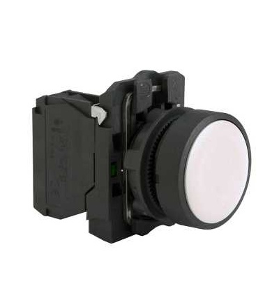 XB5AA11 White projecting complete push-button Diam22 spring return 1NO unmarked, Schneider Electric