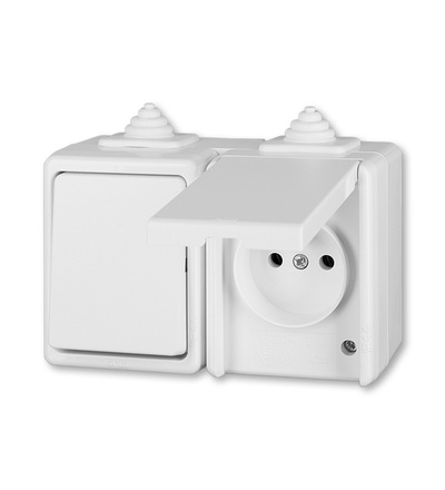 ABB Kombinace přepínače střídavého a zásuvky jednonásobné, IP44 3932-20062 B