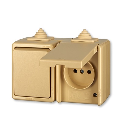 ABB Kombinace přepínače střídavého a zásuvky jednonásobné, IP44 3932-20062 D