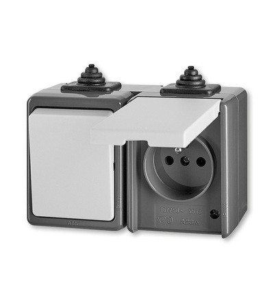 ABB Kombinace přepínače střídavého a zásuvky jednonásobné, IP44 3932-20062 S