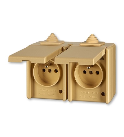 ABB Zásuvka 2násobná, průběžná, s ochranou před přepětím, IP44 5598-2069 D